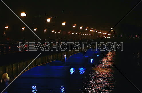 Fixed Side Shot for Qasr Al Nile Bridge at Night