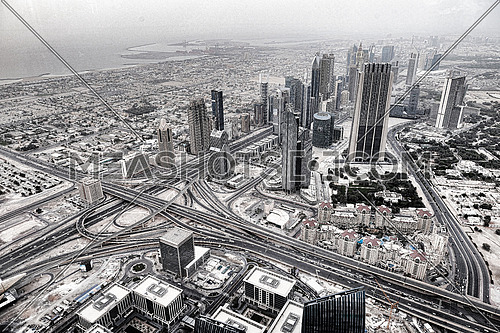 downtown city, cityscape of Dubai, United Arab Emirates, modern futuristic architecture daytime,  luxury traveling concept