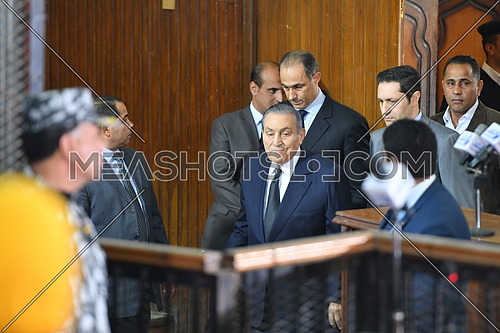 Former Egyptian president Hosni Mubarak testifies in court at 'Borders Break' case - December 2018.