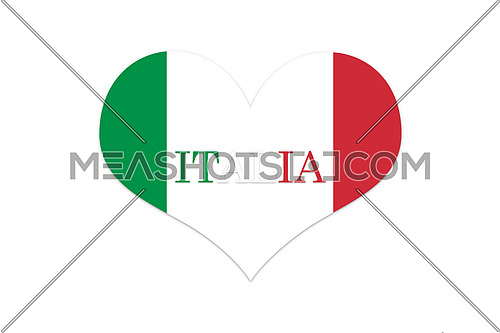 Italy Flag in Shap Of Heart. Official colors and proportion. Isolated on white Bacground illustration