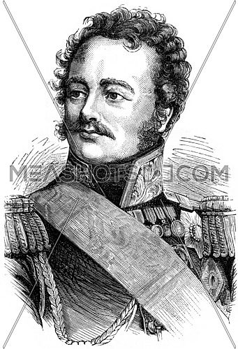 Paskiewitch, vintage engraved illustration. History of France â 1885.