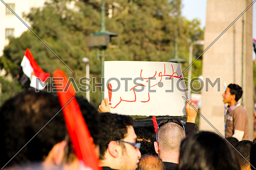 A man holding sign during 25 jan revolution first anniversary