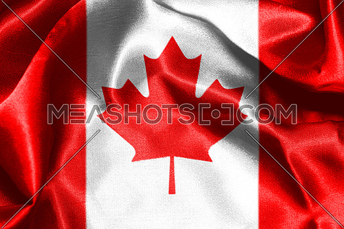Canadian National Flag With Maple Leaf On It in Red And White Colors