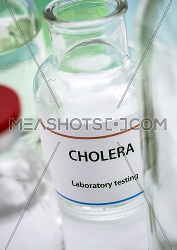 Test cholera in laboratory, conceptual image, composition horizontal