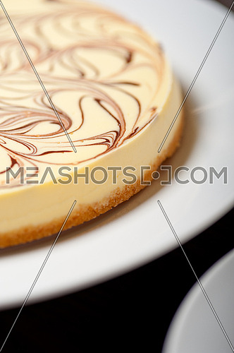 fresh baked classic Cheese cake with chocolate topping
