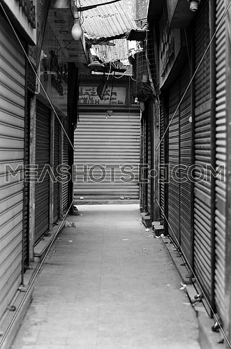 closed old stores and storage in small streets