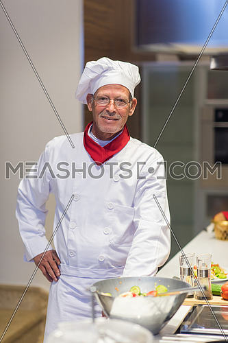 portrait of an elderly middle east cooks in the kitchen