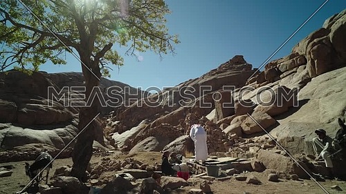 Reveal shot for Ain hudra at Sinai Mountain at day.