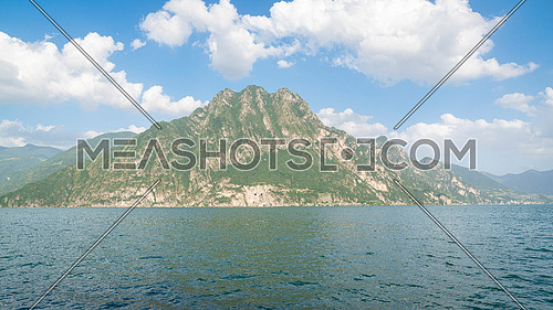 Panorama of Iseo lake and the surrounding mountains, Bergamo Italy.