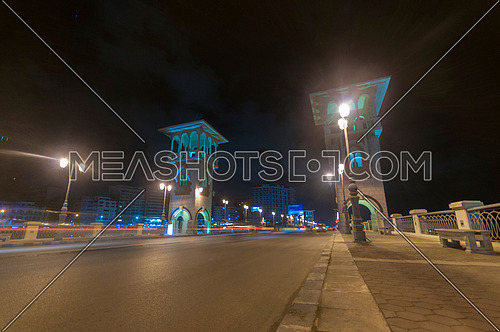 Long shot for Traffic at Stanly Bridge at Alexandria at Night