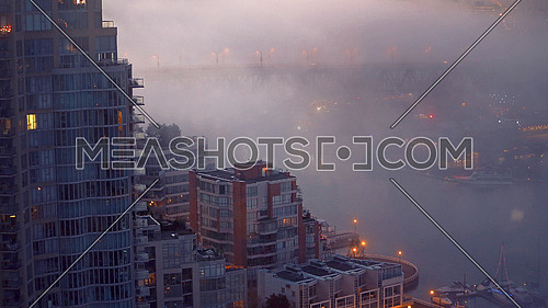 sunrise Vancouver city fog
