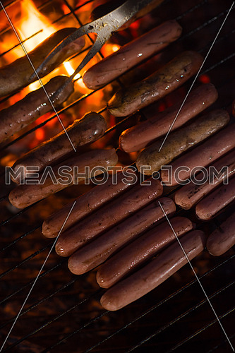 tasty saussages on the grill