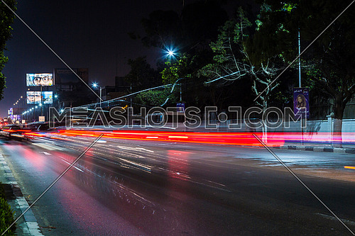 Long Shot for traffic at Salah Salim Street at Night