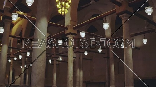Track in shot inside Al Azhar Mousque in Cairo