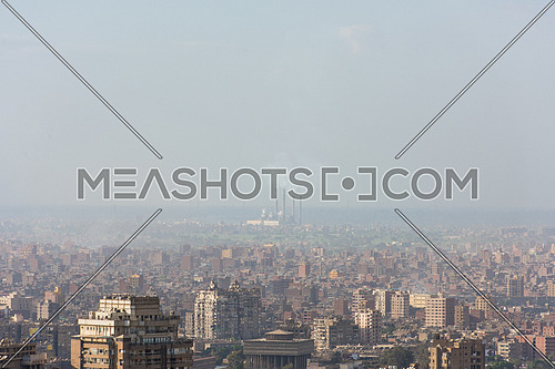 cairo city egypt capital  with power factory and air pollution in horizon