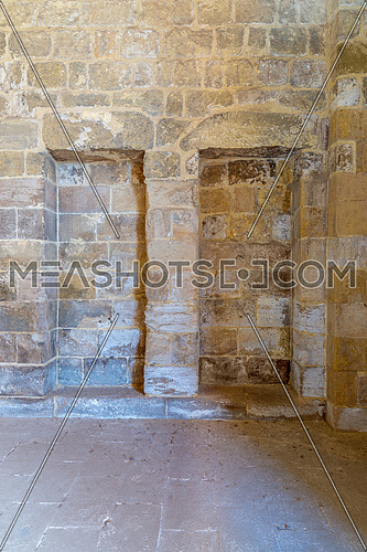 Recessed frame (Niche) in an old stone bricks wall, Medieval Cairo, Egypt