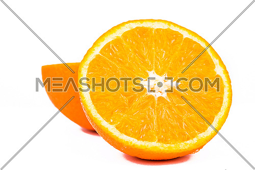 2 half oranges fruit isolated on white