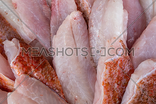 red scorpionfish fillet at seafood market,healthy life concept, diet.