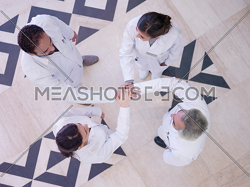 top view of medical staff in meeting together in hospital