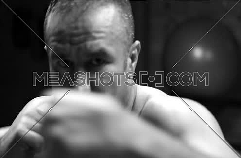 Portrait Of Caucasian boxer in ring