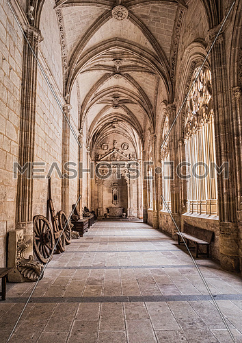 SEGOVIA, SPAIN, JUNE - 3, 2017: Interior of Cathedral of Our Lady of Assumption, Cloister Located on the south side of the cathedral, is the work of Juan Guas, take in Segovia, Spain