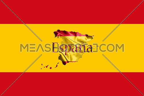 Spanish National Flag and Map With Country Name Written On It 3D illustration