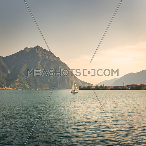 In the picture a view of Lake Iseo from the city of Lovere, on the side of a sailboat.