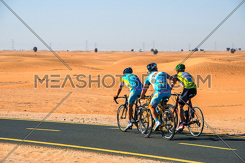 cyclist cycling on a track in the desert 
6 February 2016
