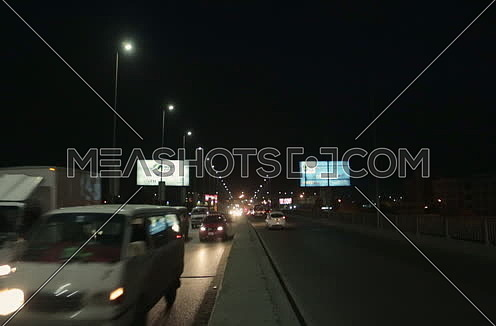 Fixed shot for traffic on Suez Canal Bridge at Alexandria at night