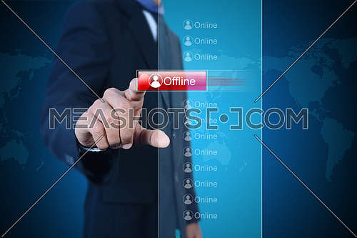 Business man with offline button