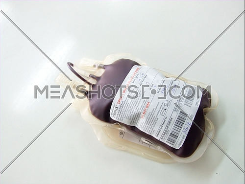 blood donate bag on white background