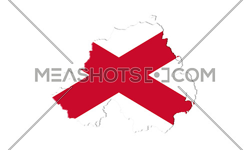 Northern Ireland Flag and Map. Saint Patrick's Saltire Isolated On White Background 3D illustration