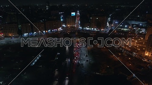 Fly over tahrir square in Cairo at night - December 2018.