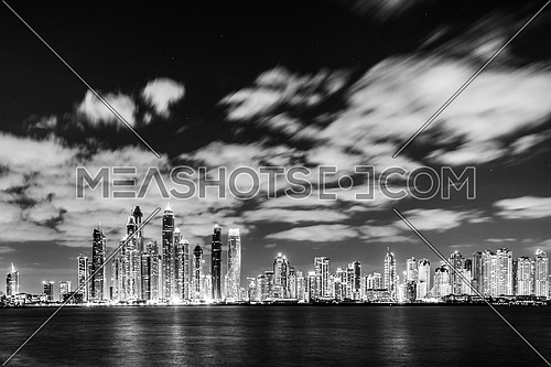 Dubai Sky Line at Night in black and white