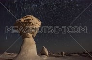White Desert timelapse at night with stars rotation