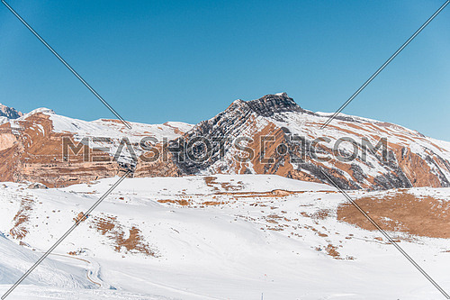Winter mountains in Gusar region of Azerbaijan