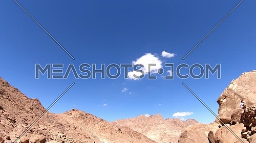 Tilt Down shot for Sinai Mountain from Wadi Freij at day.