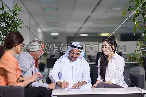 business people make agreement and  sign contract  on  meeting at modern office