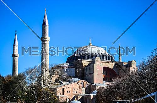 Side view of the famous Hagia Sophia in Istanbul,Turkey.