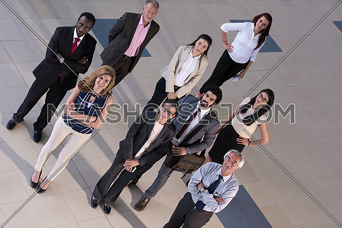 top view of multi ethnic  business people group as team  on meeting at modern  office