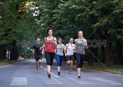 people group jogging, runners team on morning  training