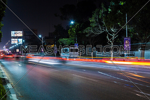 Long Shot for traffic at Salah Salim Street at Night
