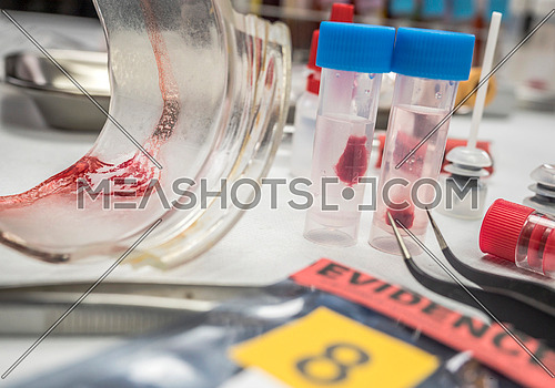 Swabs with blood sample to be analyzed in the laboratory, conceptual image