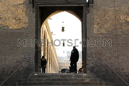 a photo for the entrance of AHMED bin TOLON Mosque in old Cairo , Egypt