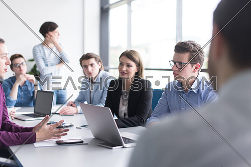 Group of business people discussing business plan  in the office
