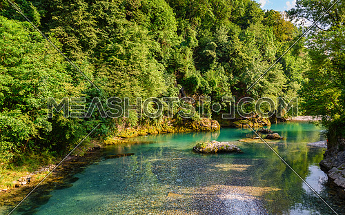 A wonderful view of the famous river Serio, is located in the Lombardy region in the Seriana Valley, Italy.