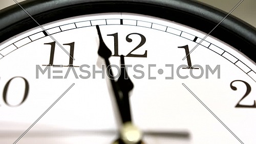 White wall clocks running. The movement of the clock hands.
