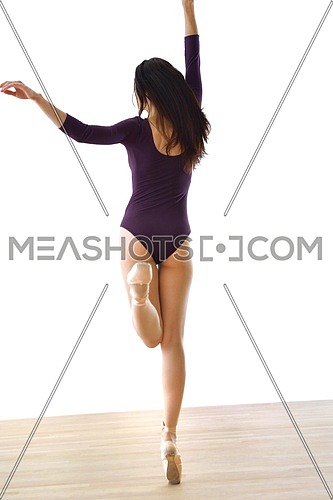 modern style ballet dancer posing and jumping on training
