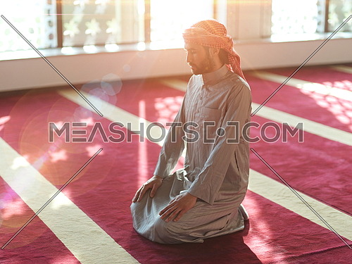 muslim prayer inside the mosque in namaz  worship Allah
