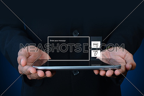 Man showing the digital tablet